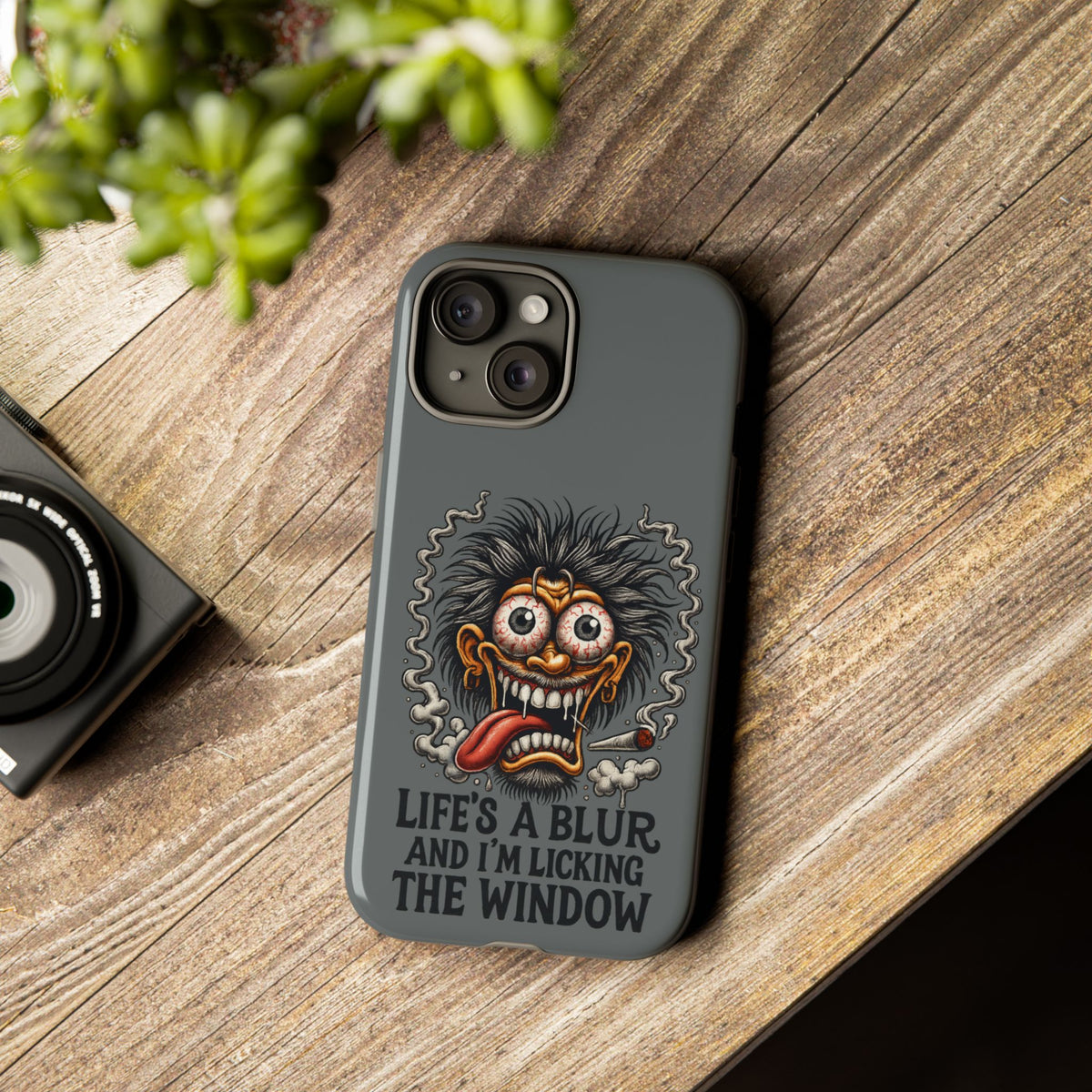 Phone Case — 'Life's a Blur and I'm Licking the Window' Funky Monster Graphic