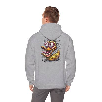 Duck Monster Hoodie — Retro Creepy Cartoon Graphic Pullover
