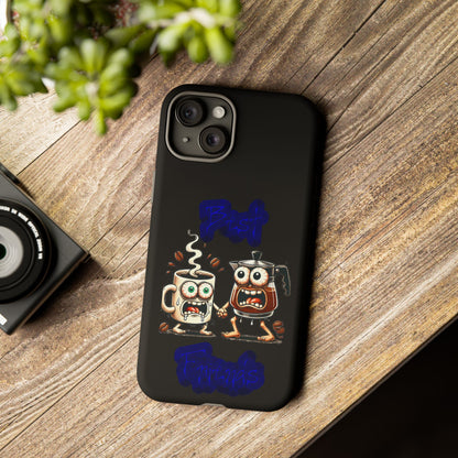 Coffee & Tea Fight Phone Case — Funny Kawaii Beverage Cartoon Tough Cases