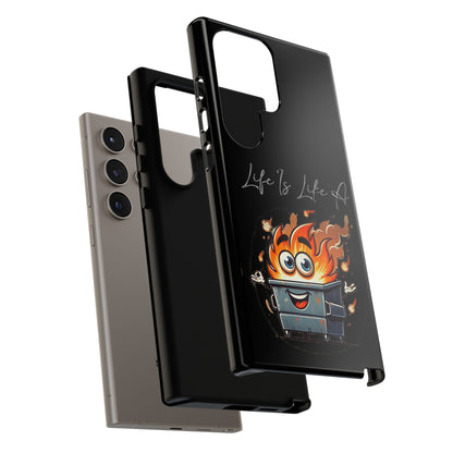 Cute Flaming Dumpster Phone Case — "Life Is Lit" Funny Burnout Phone Cover