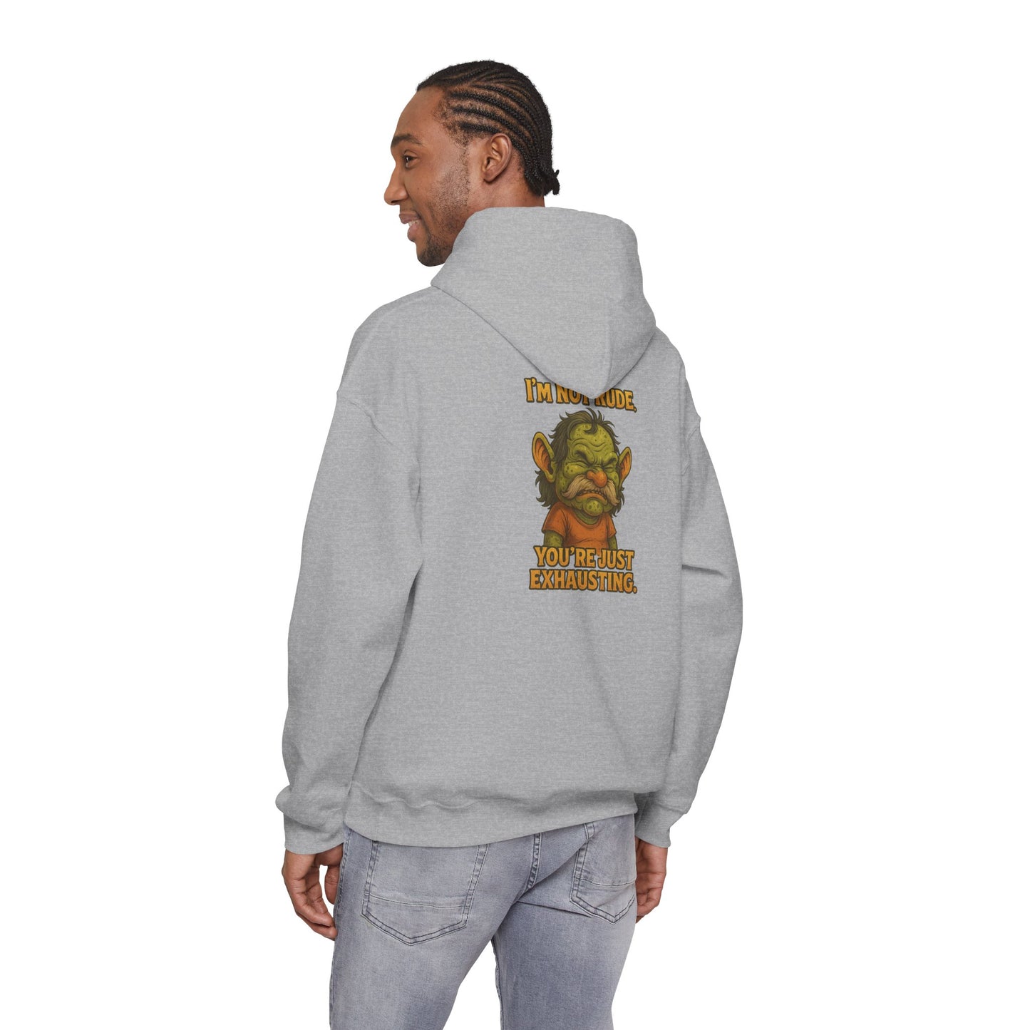 Troll Face Hoodie — "I'm Not Mad, You're Just Exhausting" Graphic Pullover