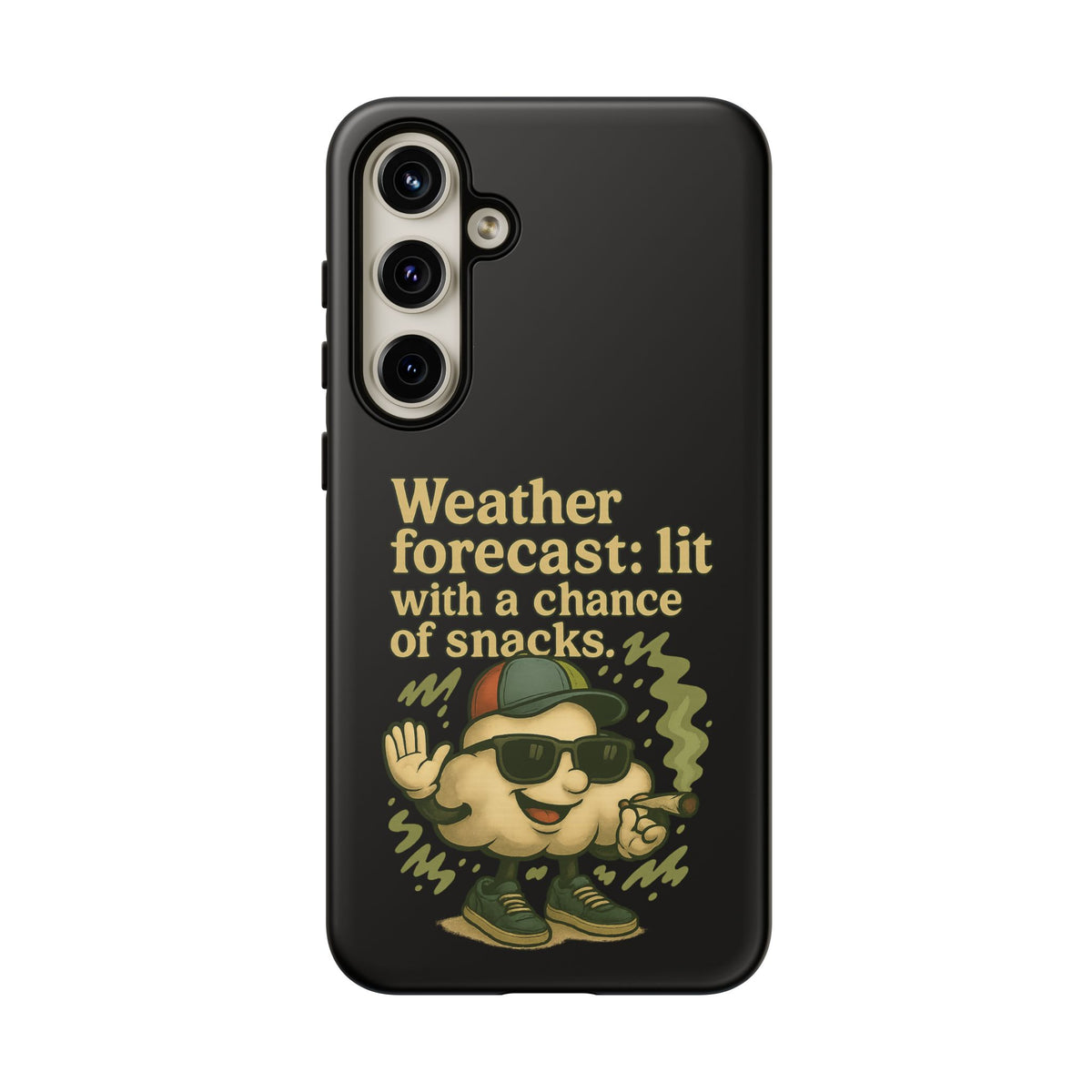 Phone Case — "Weather Forecast: Lit with a Chance of Snacks" Retro Graphic