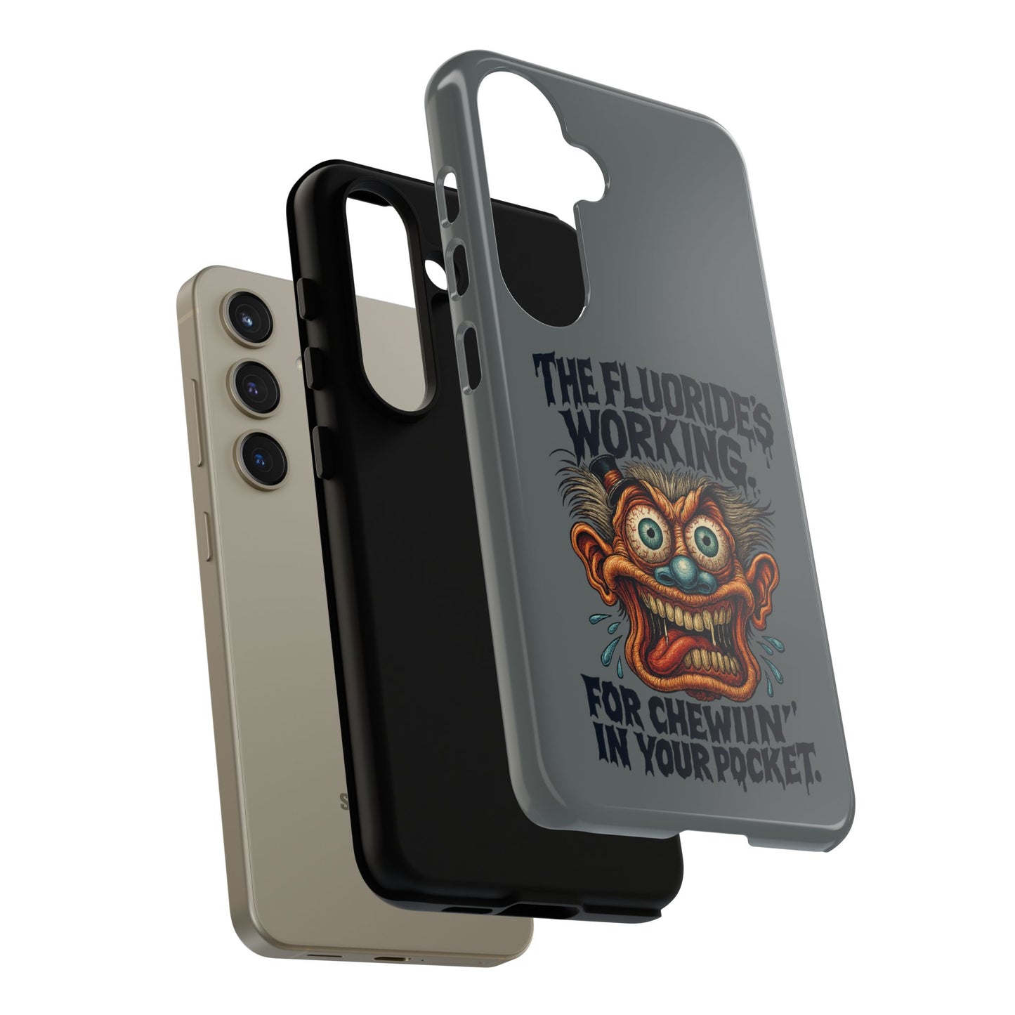 Phone Case — Retro Horror Graphic “The Fluoride’s Working” Shock Art