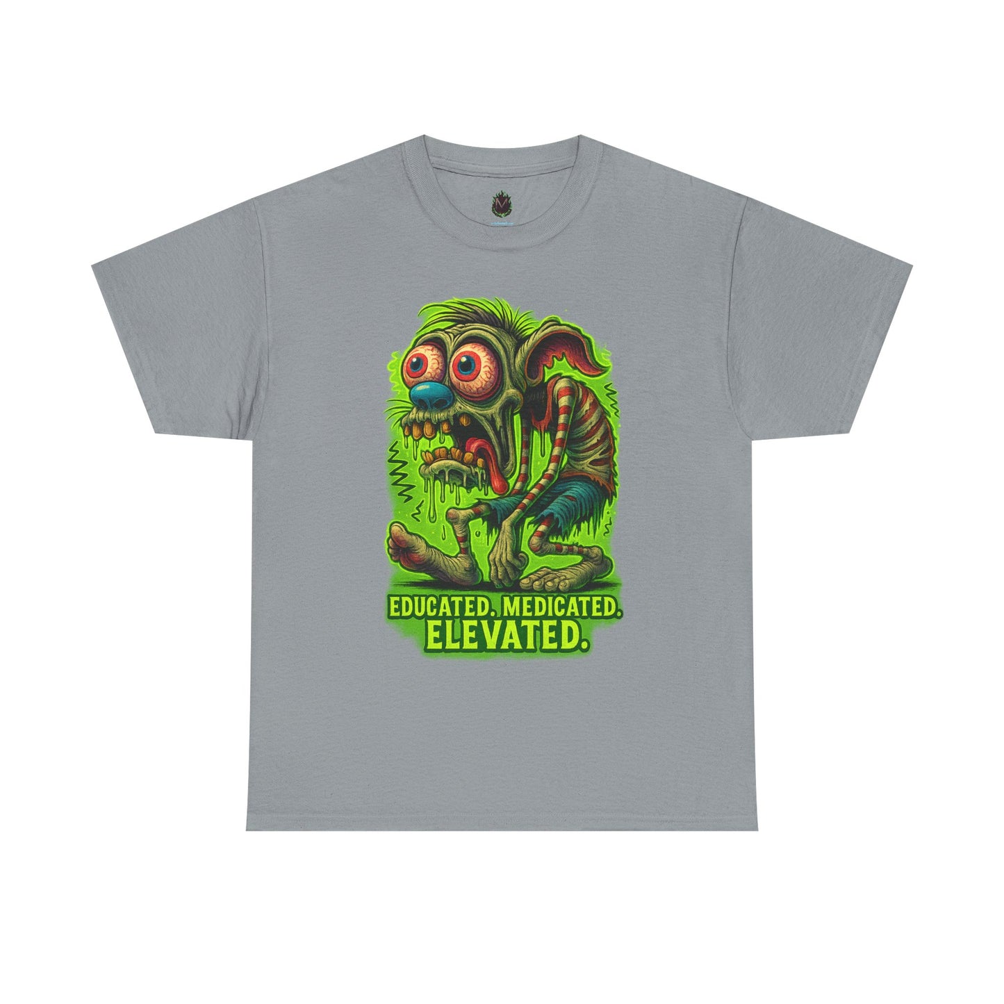 Educated. Medicated. Elevated. – Zombie Slacker T-Shirt