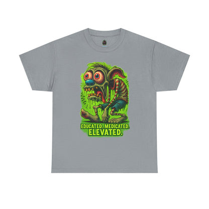 Educated. Medicated. Elevated. – Zombie Slacker T-Shirt