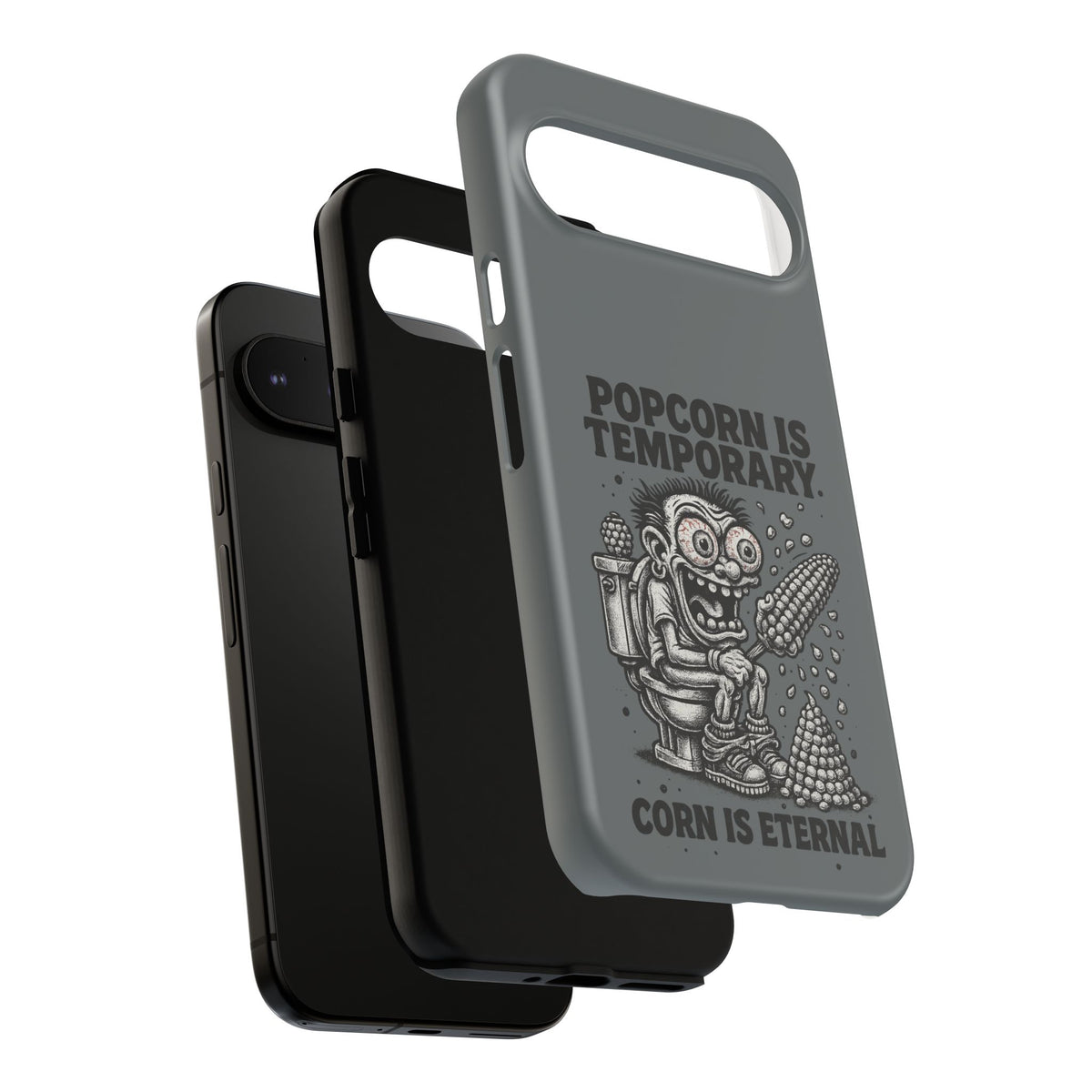 Phone Case — "Popcorn Is Temporary, Corn Is Eternal" Retro Zombie Corn Design