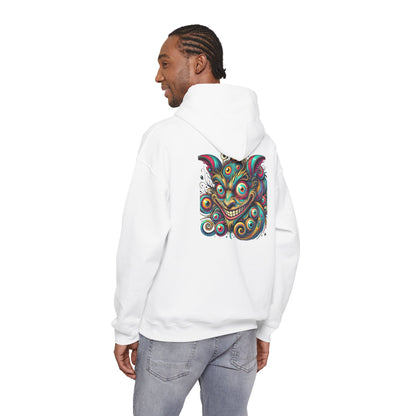 Demon Mask Hoodie — Vibrant Psychedelic Oni Graphic Hooded Sweatshirt