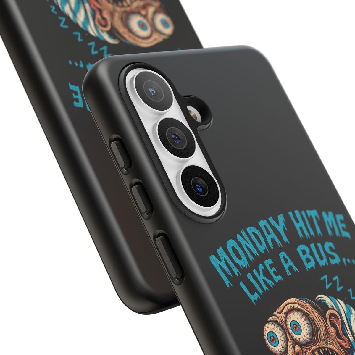 Phone Case — "Monday Hit Me Like a Bus... Then Reversed" Funny Grotesque Zombie Design