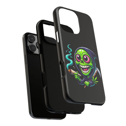 Grinning Stoner Grim Reaper Phone Case – Cannabis Skull iPhone Cover