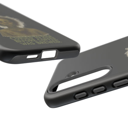 Phone Case — “Cursed to Rise Before Coffee Was Brewed” Goth Horror Design