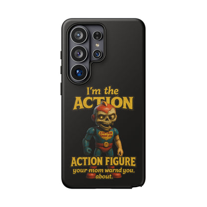 Action Figure Phone Case — "I'm the Action" Retro Skull Toy Design