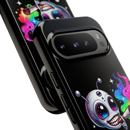 Alien Smoking Rainbow Galaxy Phone Case — Cute Cosmic Art Tough Case