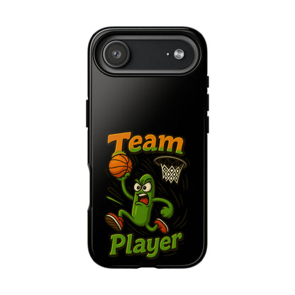 Team Player Basketball Phone Case — Cute Cartoon Pickle Dunk Phone Cover