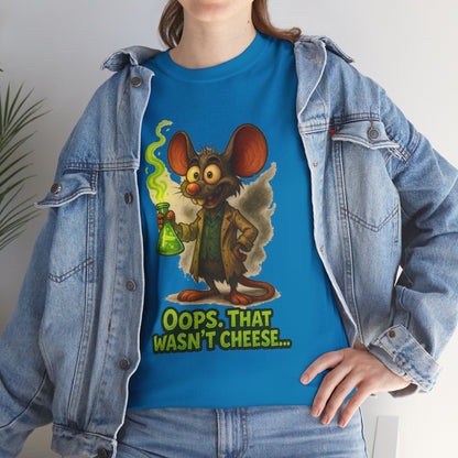 Oops That Wasn't Cheese mouse scientist T-Shirt | funny lab rat design