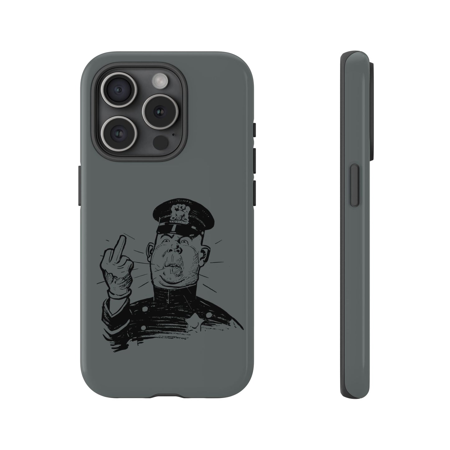 Vintage Cop Middle Finger Phone Case — Edgy Retro iPhone Protective Cover