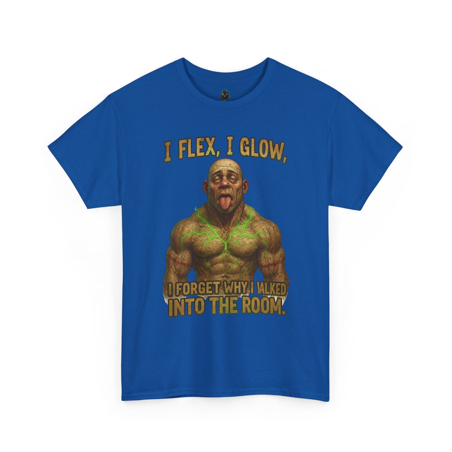 Muscle Meme T-Shirt — "I Flex, I Glow" Funny Gym Tee