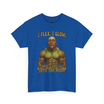 Muscle Meme T-Shirt — "I Flex, I Glow" Funny Gym Tee