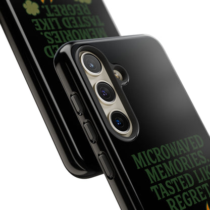 Microwaved Memories Phone Case — 'Microwaved Memories. Tasted Like Regret.' Retro Fire Design