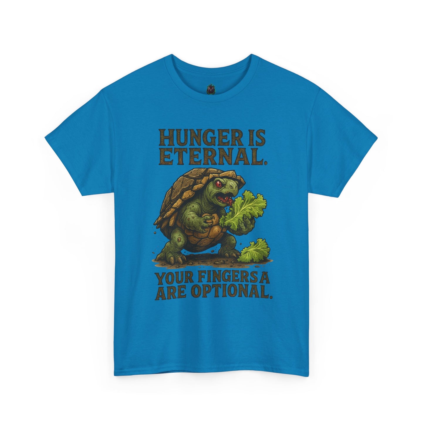 Hunger Is Eternal turtle eating fingers T-Shirt | Horror humor