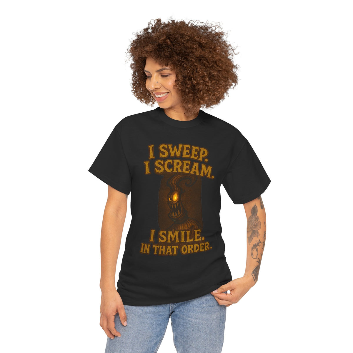 Creepy Pumpkin Lantern I Sweep I Scream I Smile T-Shirt