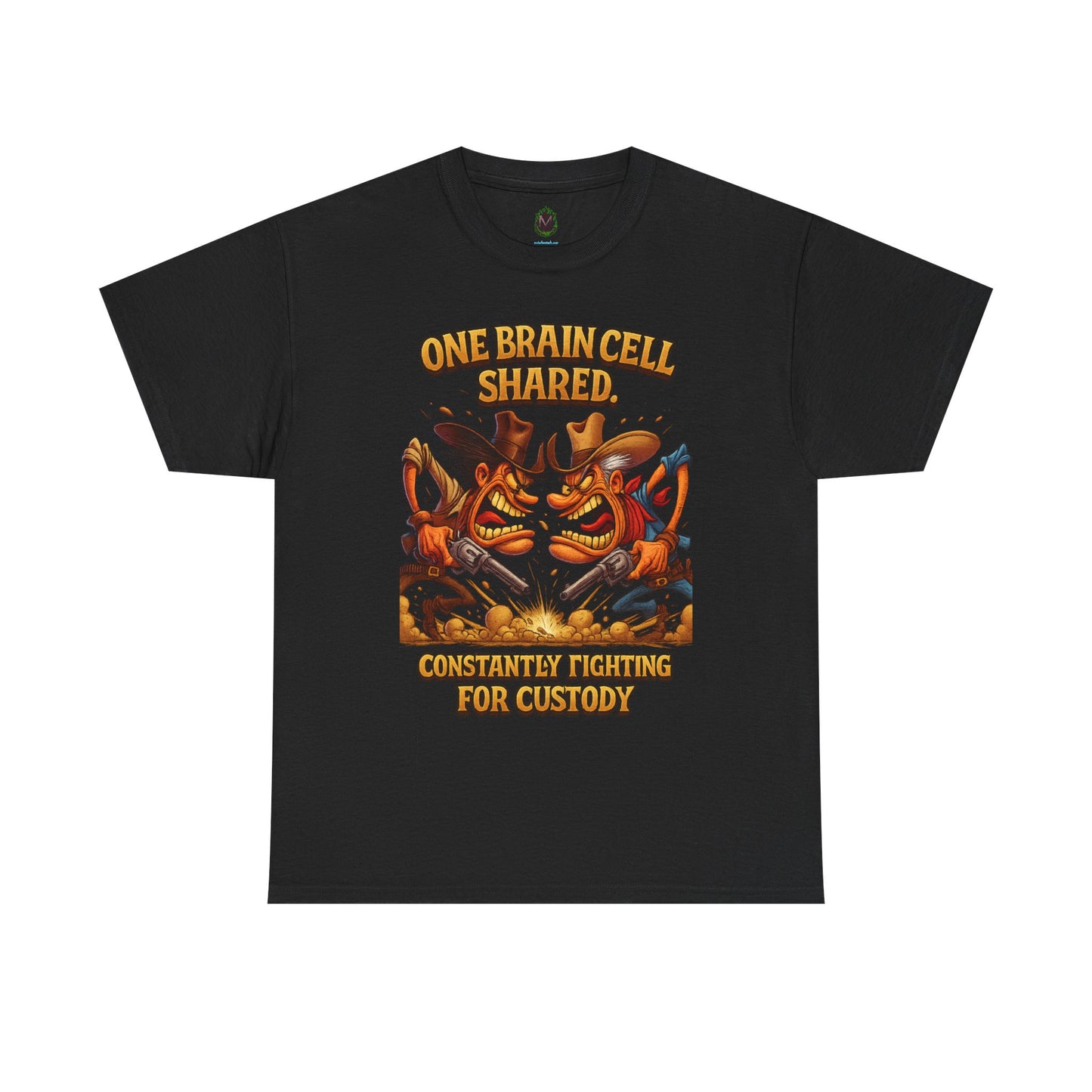 One Brain Cell Shared Custody T-Shirt | Funny Cartoon Foxes Fighting