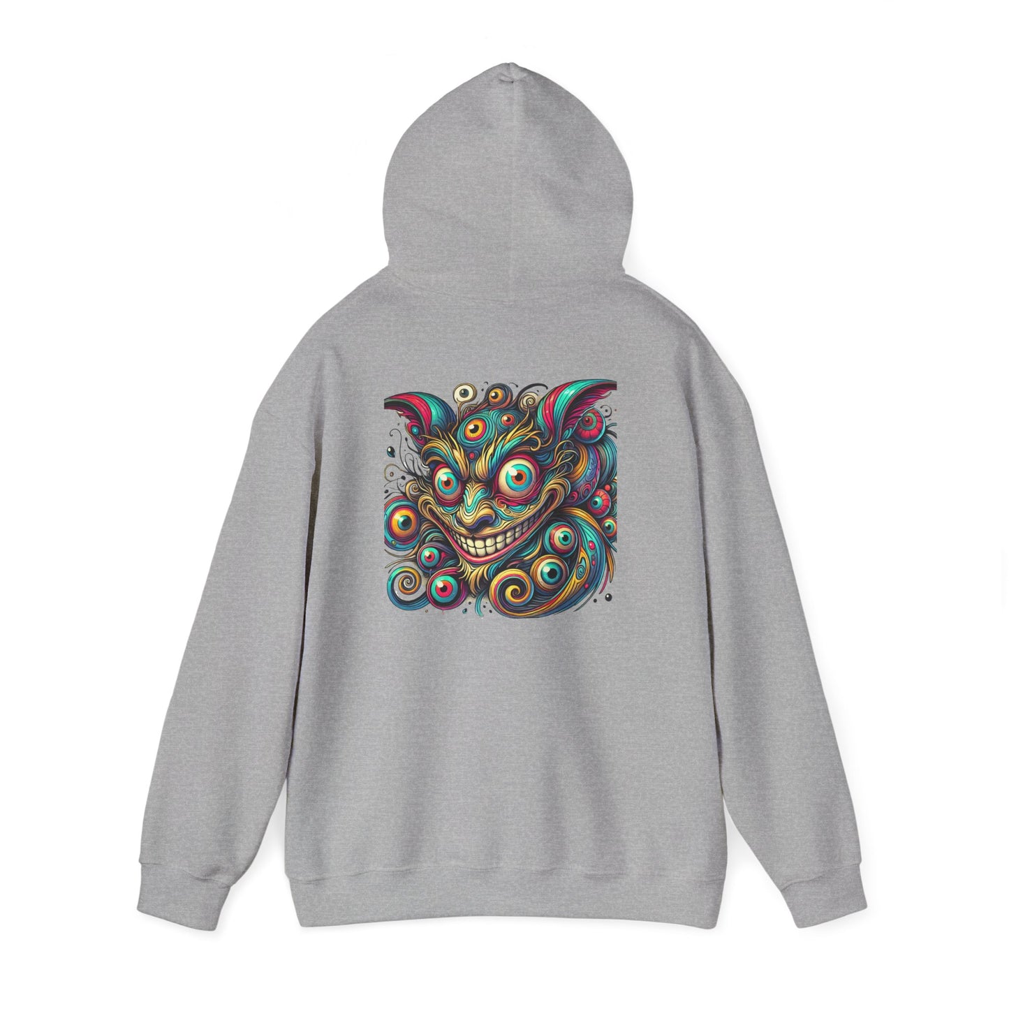 Demon Mask Hoodie — Vibrant Psychedelic Oni Graphic Hooded Sweatshirt