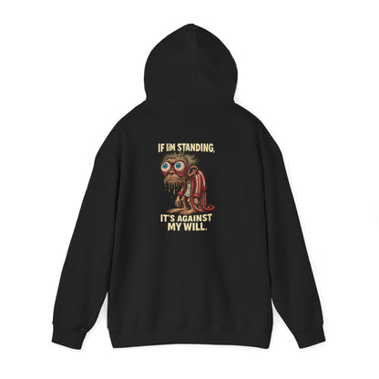 Hoodie — Quirky Dripping Monkey Design "It’s Against My Will" Graphic Hoodie