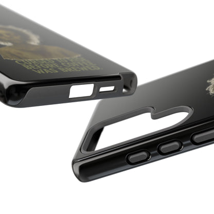 Phone Case — “Cursed to Rise Before Coffee Was Brewed” Goth Horror Design
