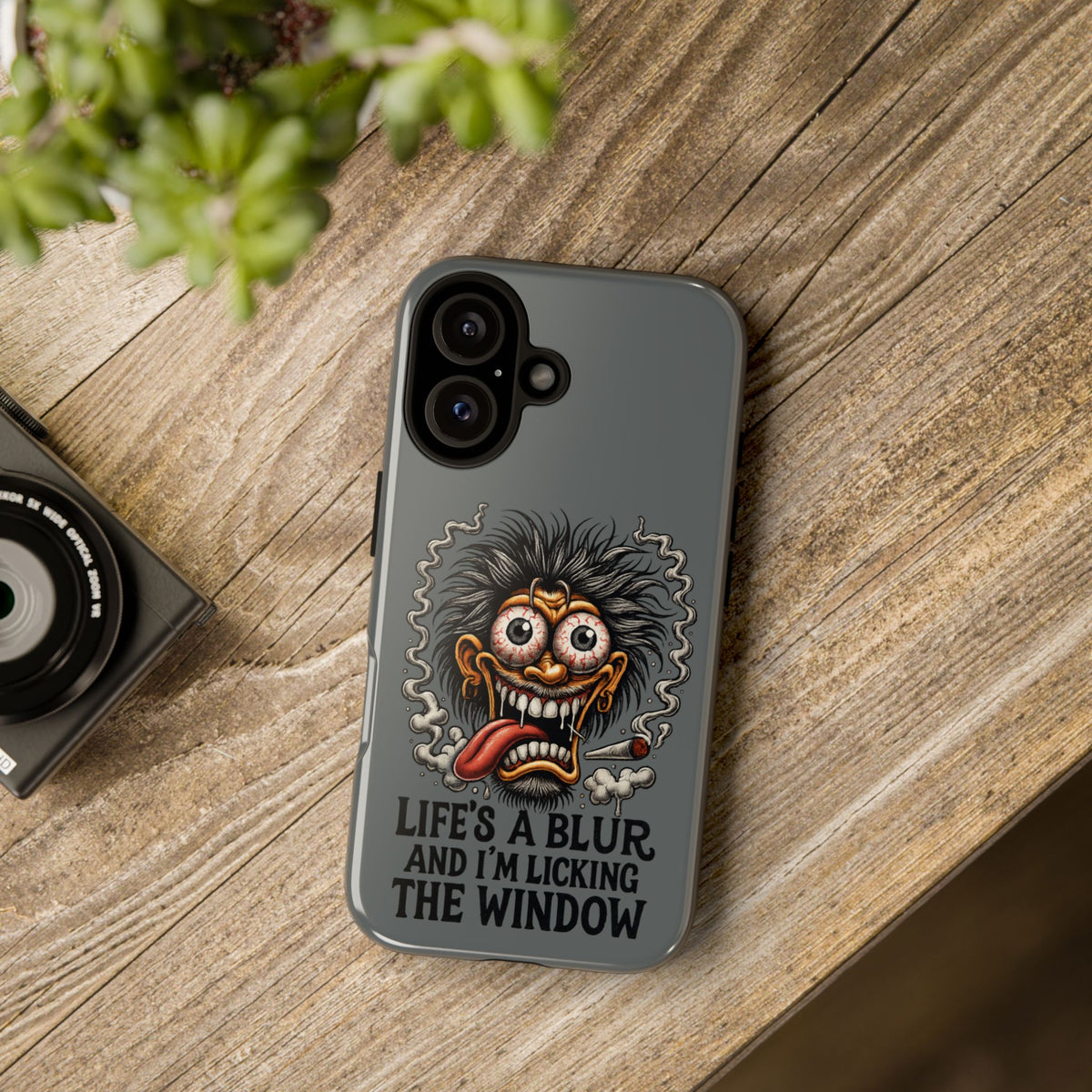 Phone Case — 'Life's a Blur and I'm Licking the Window' Funky Monster Graphic