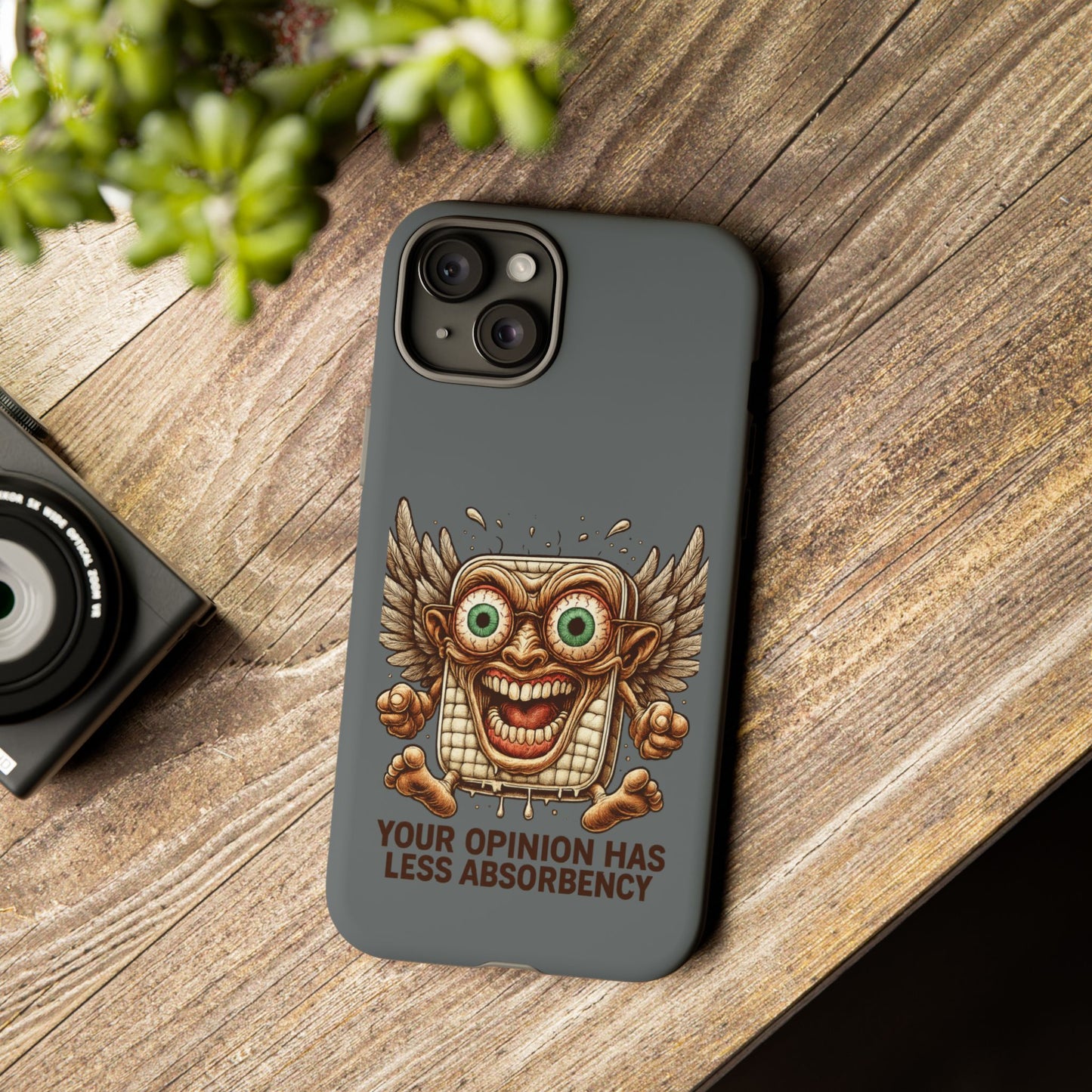 Phone Case — Funny Vintage Winged Toaster Design (“Your Opinion Has Less Absorbency”)