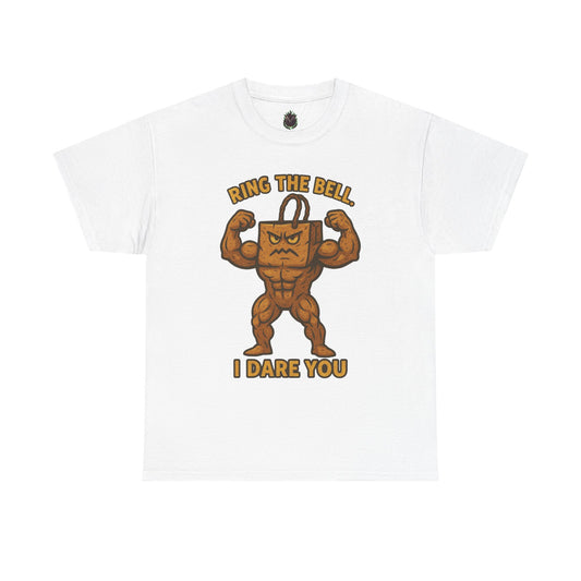 Kettlebell Mascot Tee — "Ring the Bell, I Dare You" Gym T-Shirt