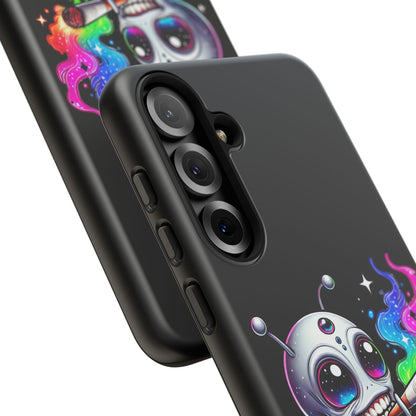 Alien Smoking Rainbow Galaxy Phone Case — Cute Cosmic Art Tough Case
