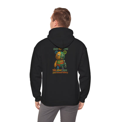 Cute Patchwork Robot Hoodie — "No other toys" Graphic Back Print