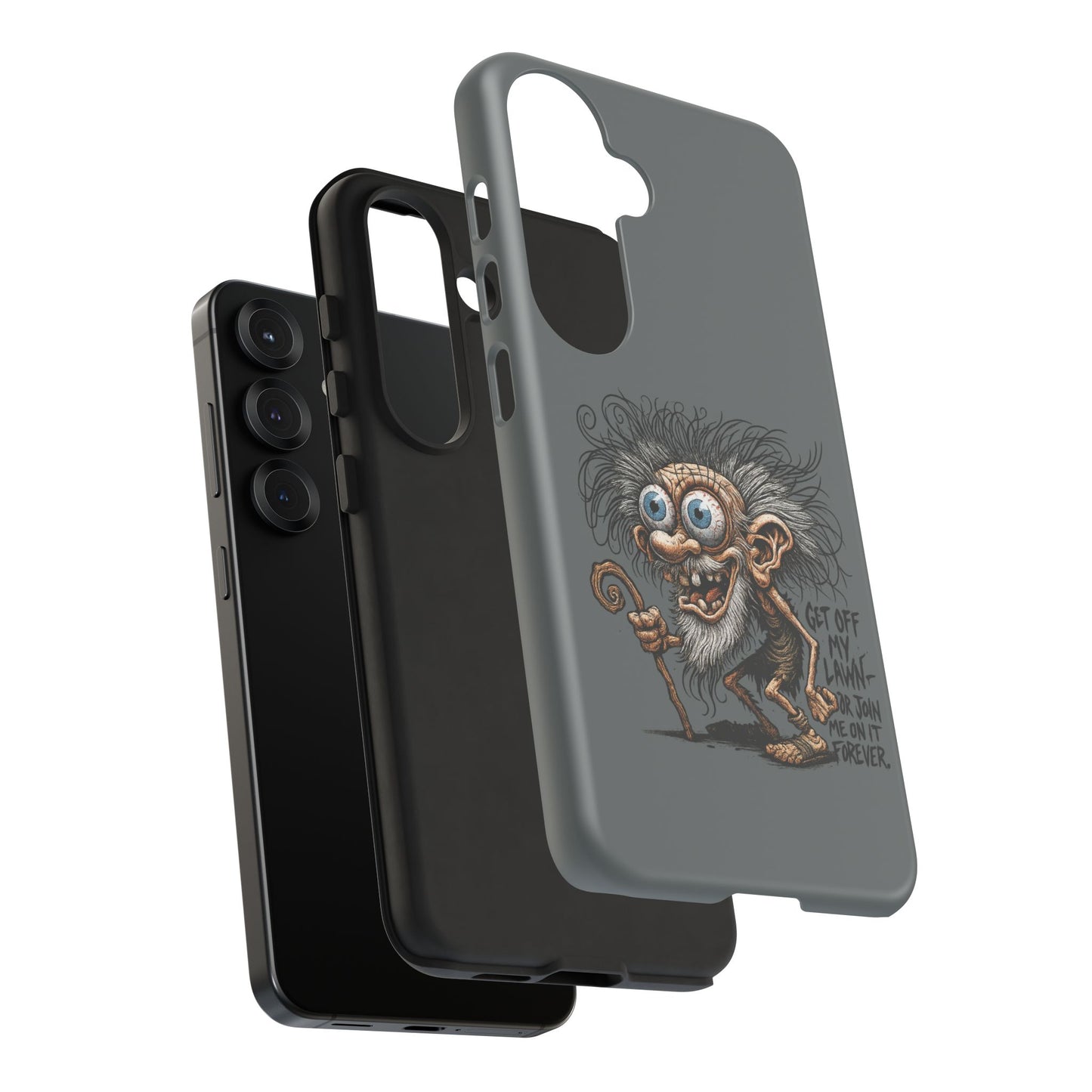 Phone Case — Funny Grumpy Troll Design: “Get Off My Lawn” Protective Cover