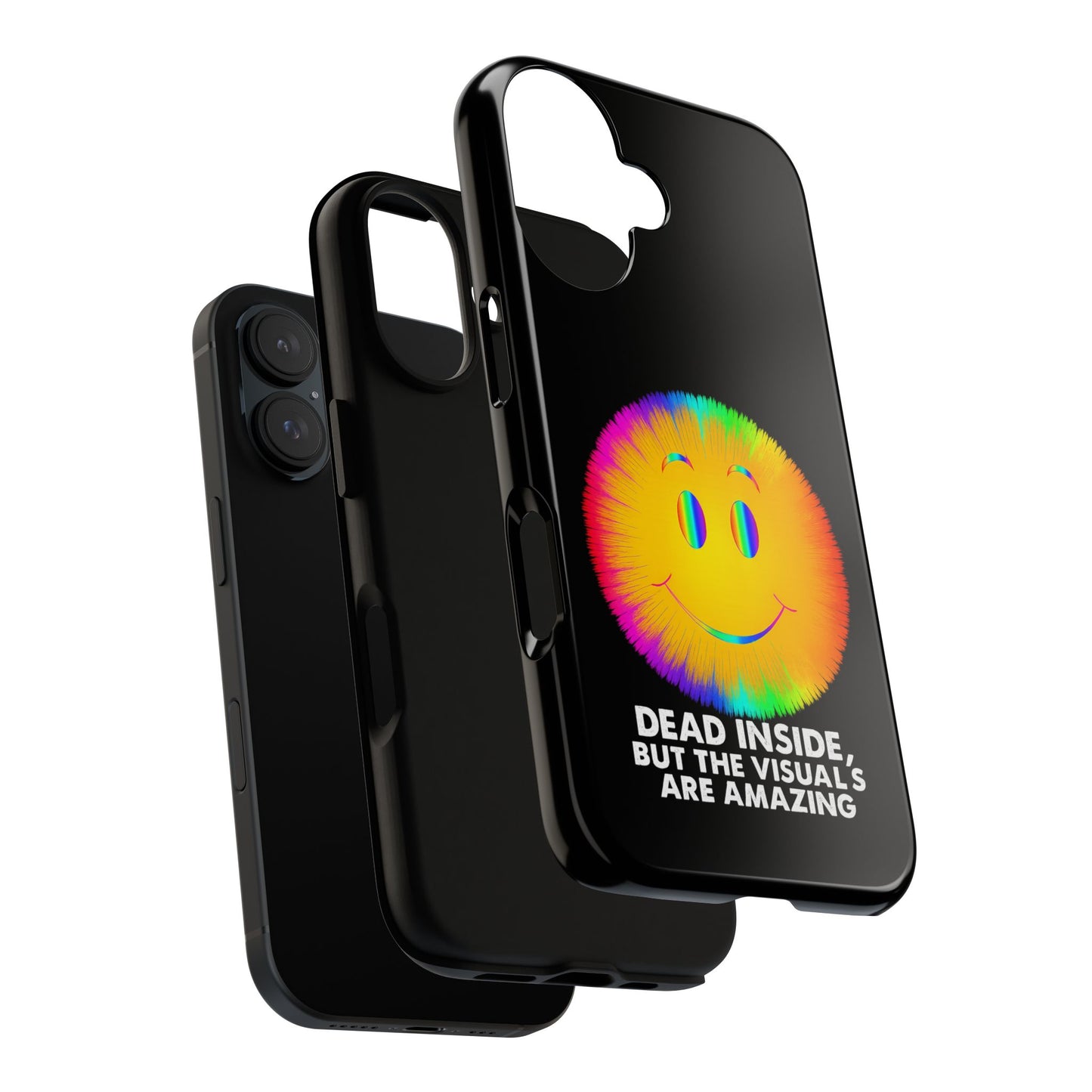 Phone Case — 'Dead Inside, But the Visuals Are Amazing' Rainbow Smiley