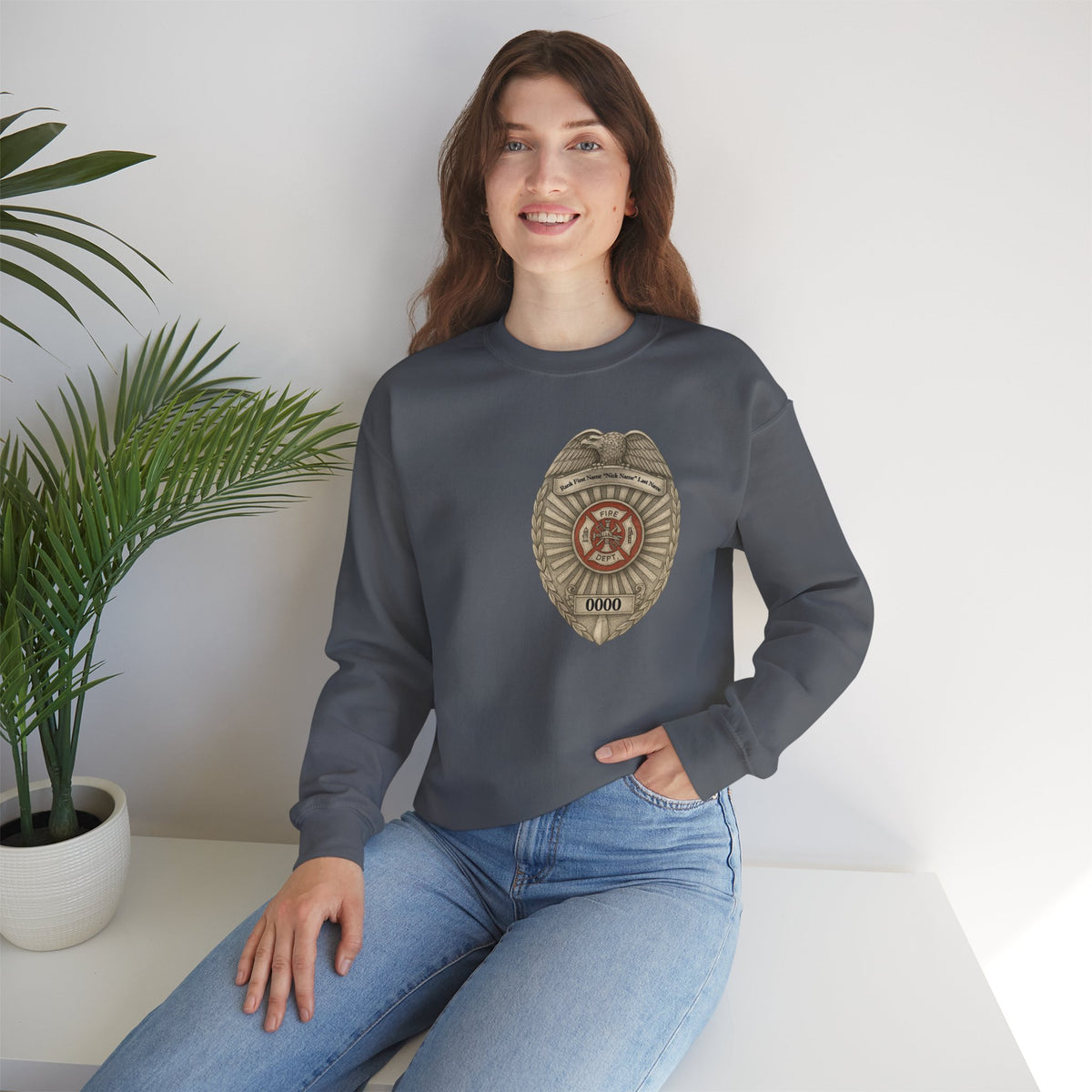 Flames Test Metal Courage Defines the Firefighter Crewneck Sweatshirt