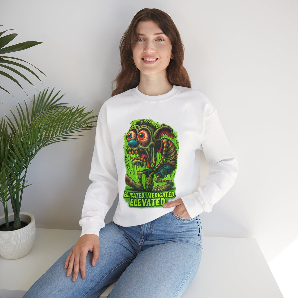 Educated. Medicated. Elevated. Crewneck Sweatshirt