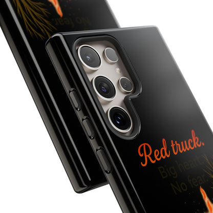 Phone Case — 'Red truck' Fire Truck Design, Vintage Firefighter Gift