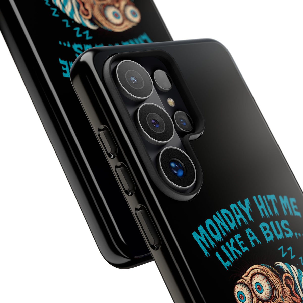 Phone Case — "Monday Hit Me Like a Bus... Then Reversed" Funny Grotesque Zombie Design