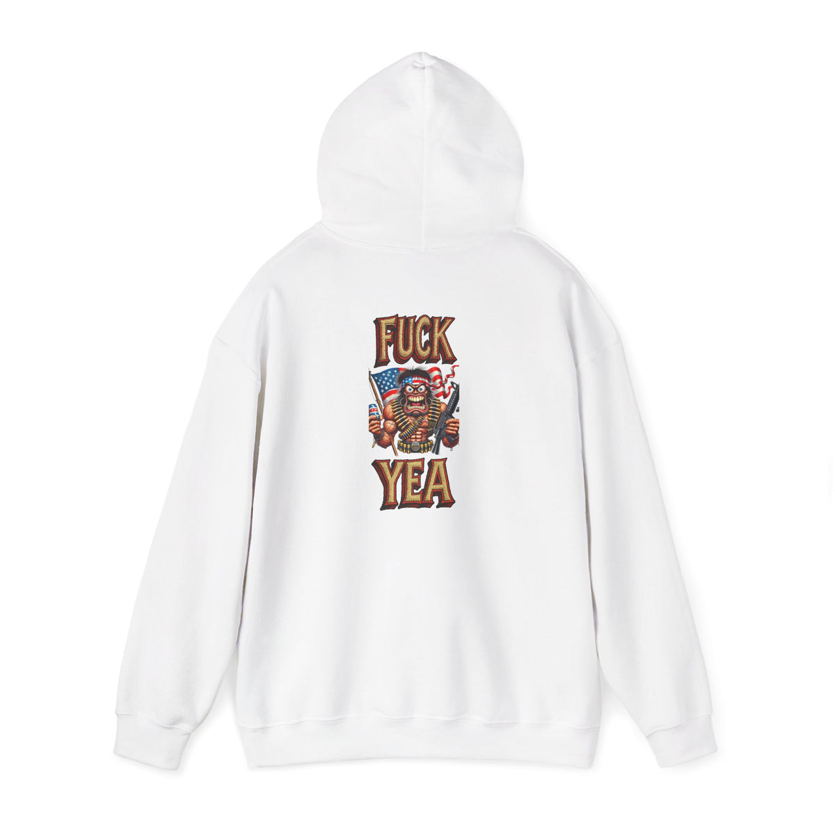 Hoodie - 'F*** Yea' Retro Eagle American Flag Graphic Pullover