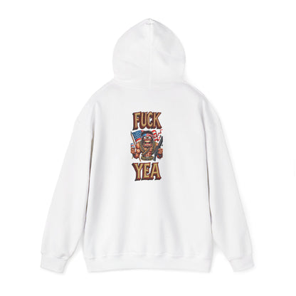 Hoodie - 'F*** Yea' Retro Eagle American Flag Graphic Pullover