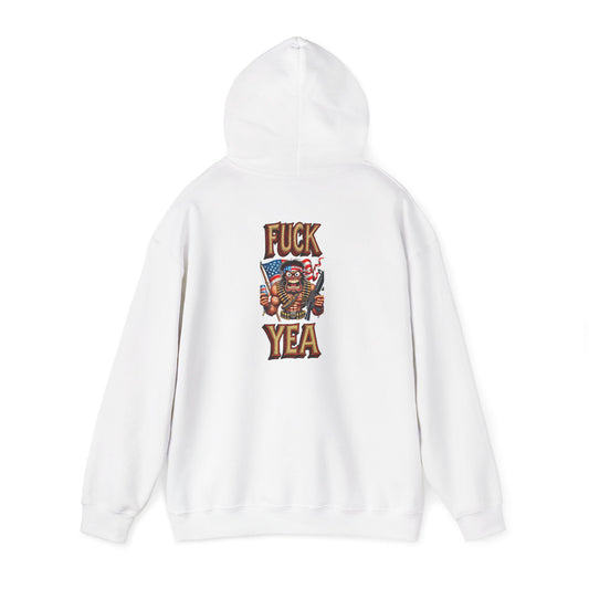 Hoodie - 'F*** Yea' Retro Eagle American Flag Graphic Pullover