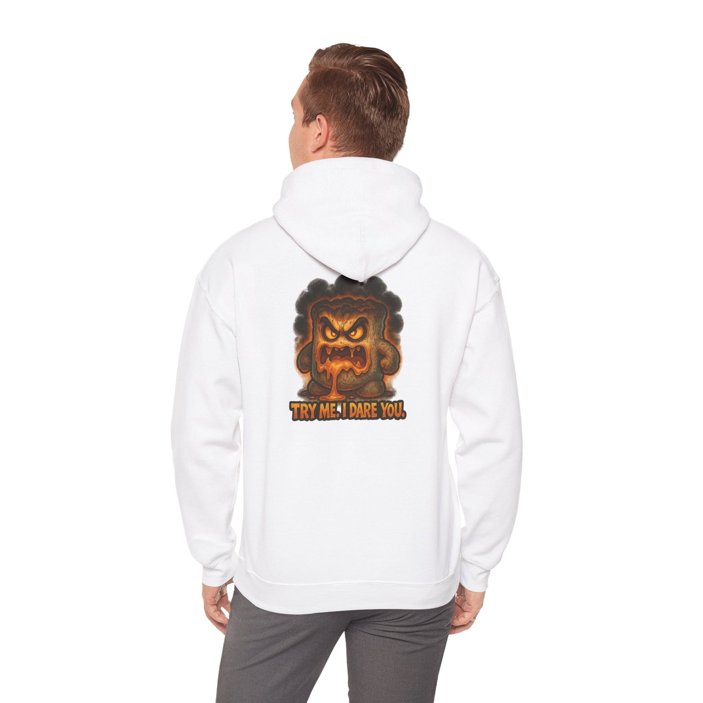 Angry Marshmallow Hoodie - "Try Me I Dare You" Graphic Hooded Sweatshirt