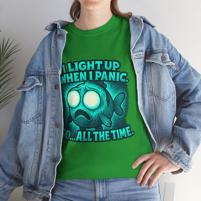 Glowing Panic Fish Tee | I Light Up When I Panic Graphic T-Shirt