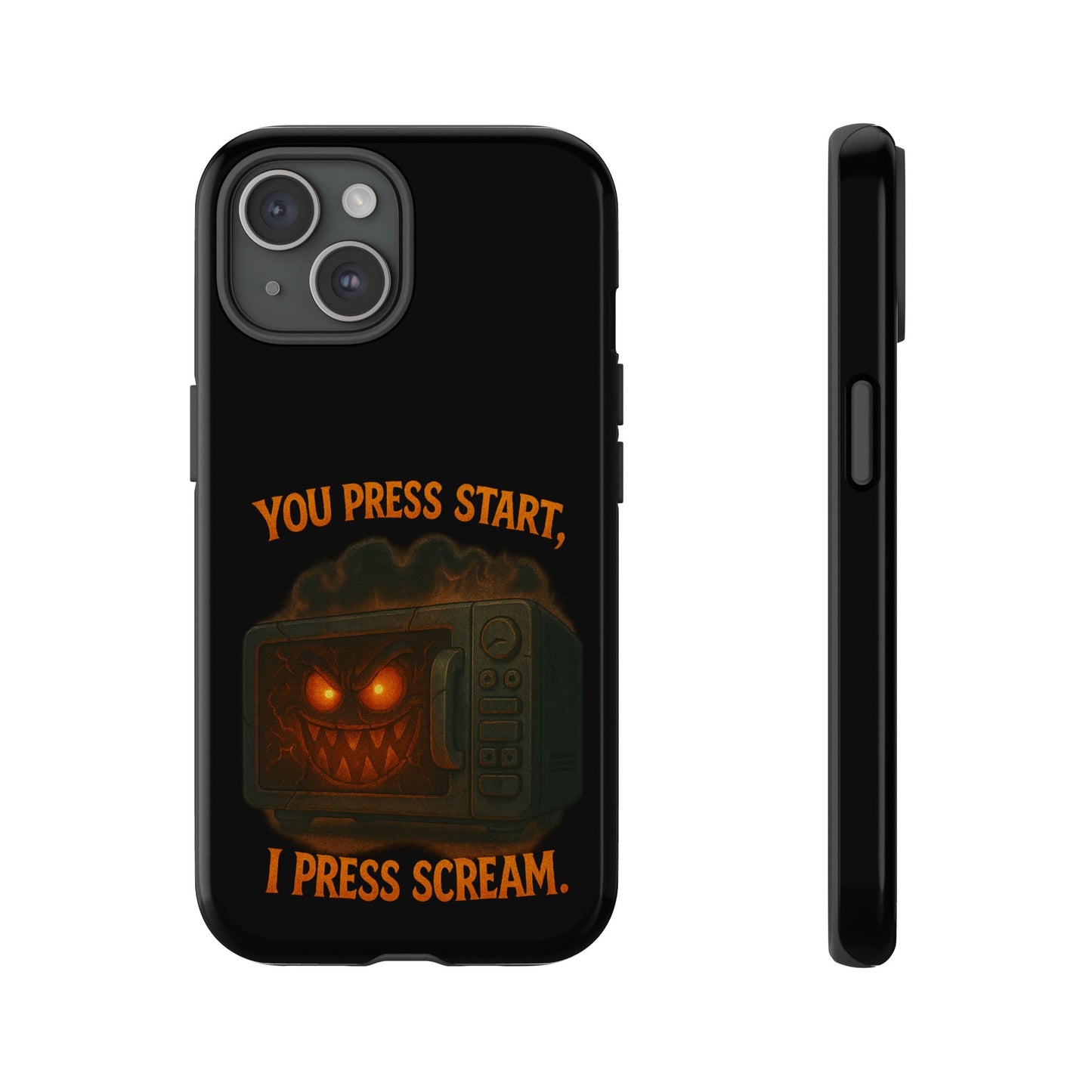 Phone Case — "You Press Start, I Press Scream" Spooky Retro Game Controller Design