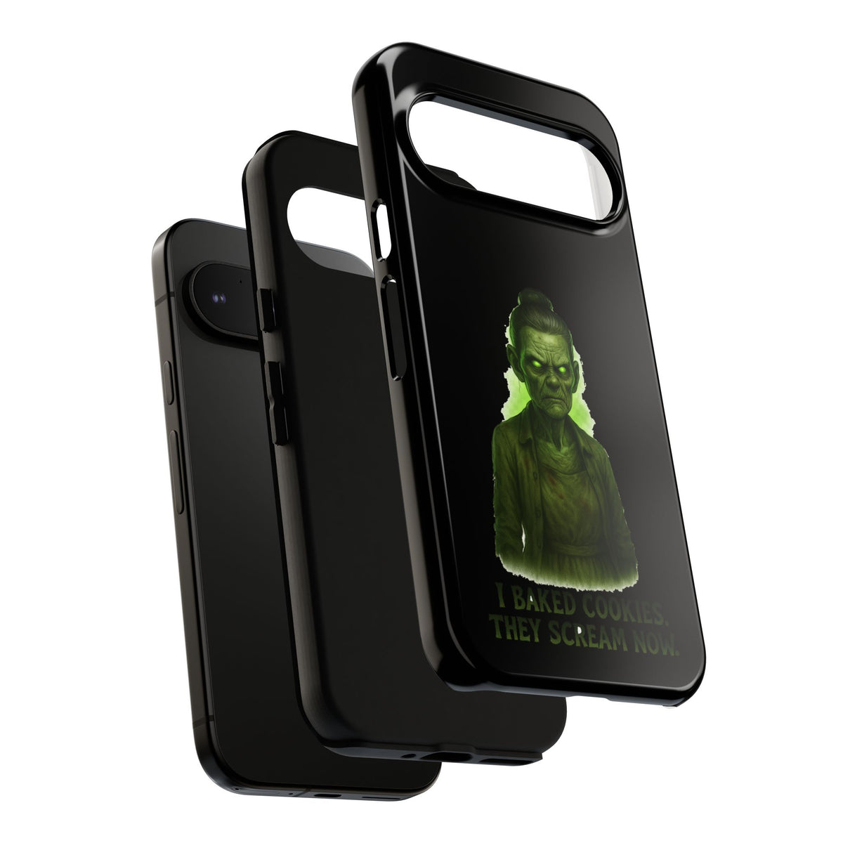 Spooky Green Ghost Phone Case — "I Baked Cookies, They Scream Now" Horror iPhone Cover