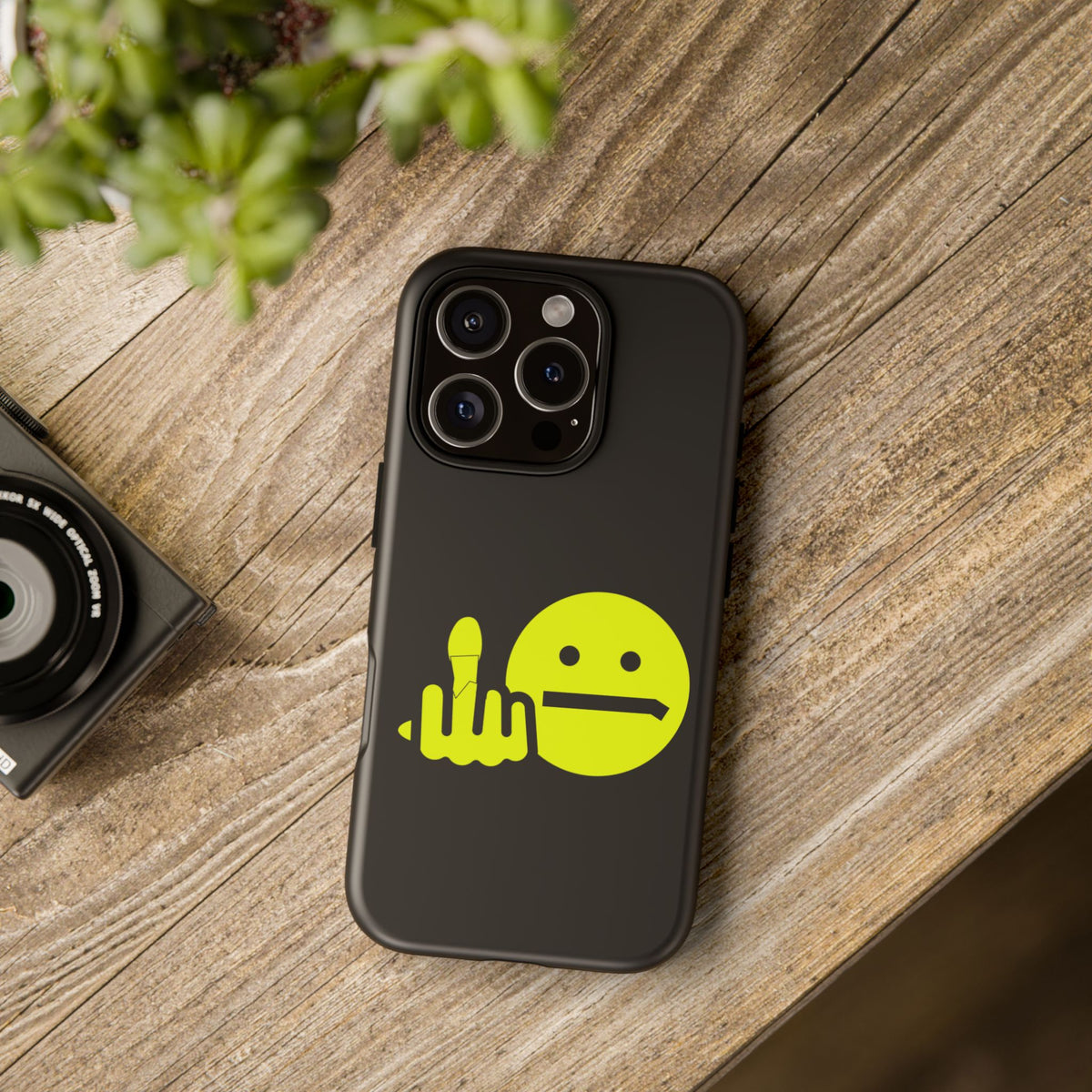 Phone Case — Neon Middle Finger Emoji Graphic
