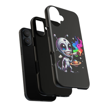 Alien Smoking Rainbow Galaxy Phone Case — Cute Cosmic Art Tough Case