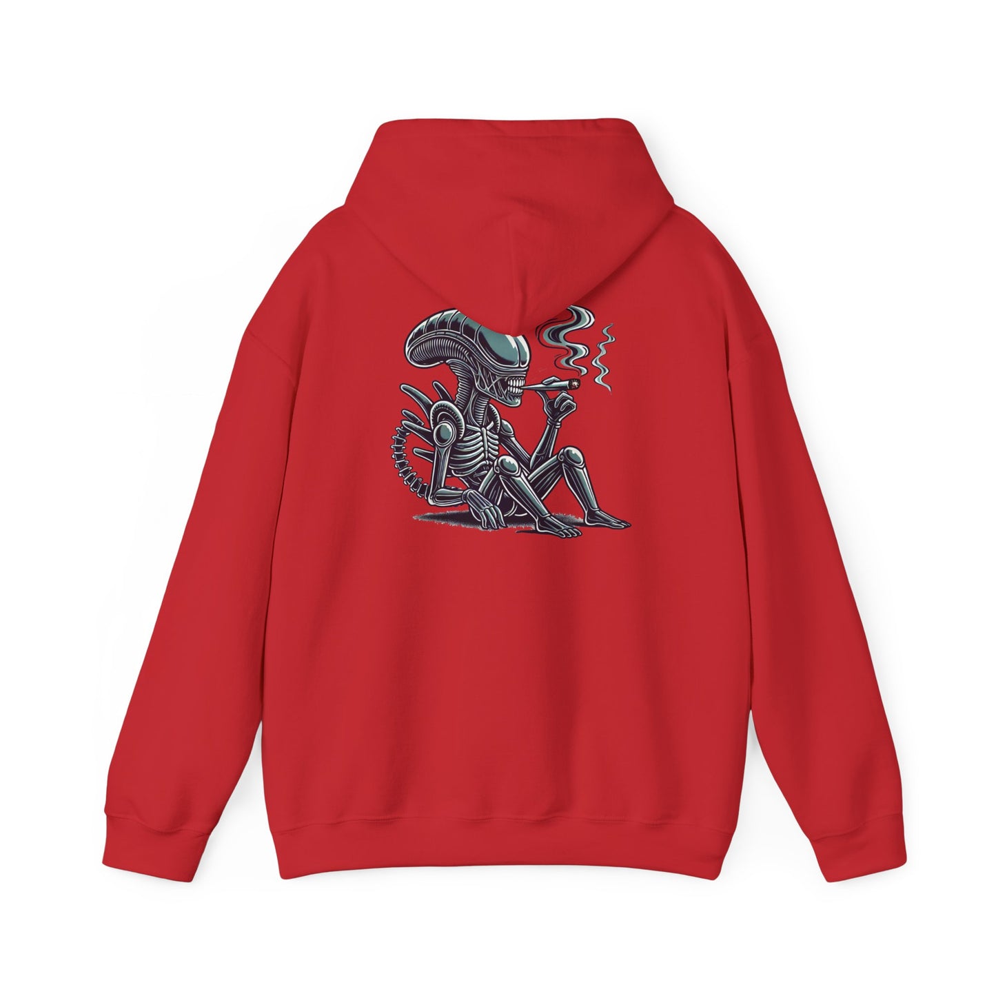 Alien Chill Hoodie – Retro Smoking Xenomorph Graphic Pullover