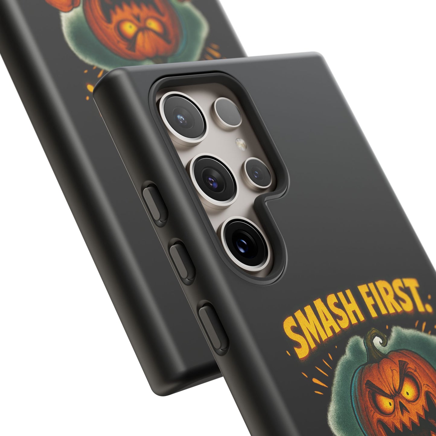 Phone Case — 'Smash First, Roast Seeds Later' Halloween Pumpkin Design